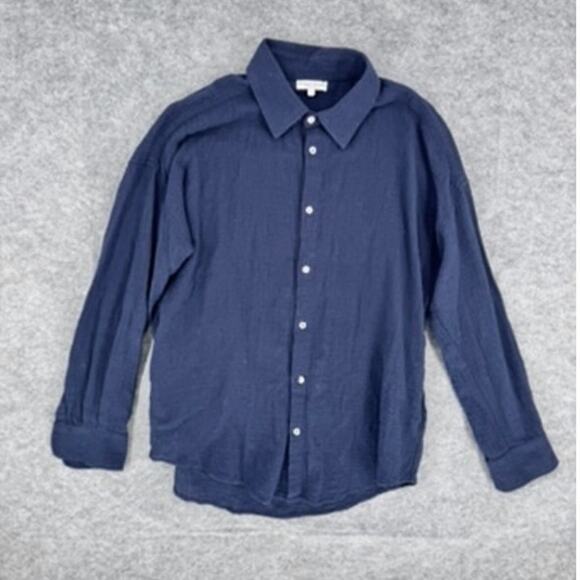 The Lady and The Sailor Gauze Sunday Shirt Blouse Navy Small Buttondown - Picture 2 of 6